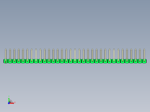 彩色公排针 100mil 2.54mm 系列-DS1022_green_33p_100mil_TypeU_rev1.0前视缩略图