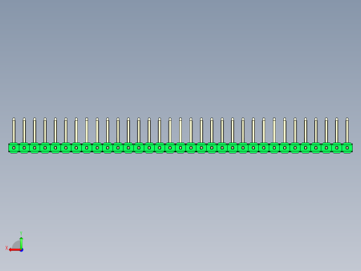 彩色公排针 100mil 2.54mm 系列-DS1022_green_33p_100mil_TypeU_rev1.0后视缩略图