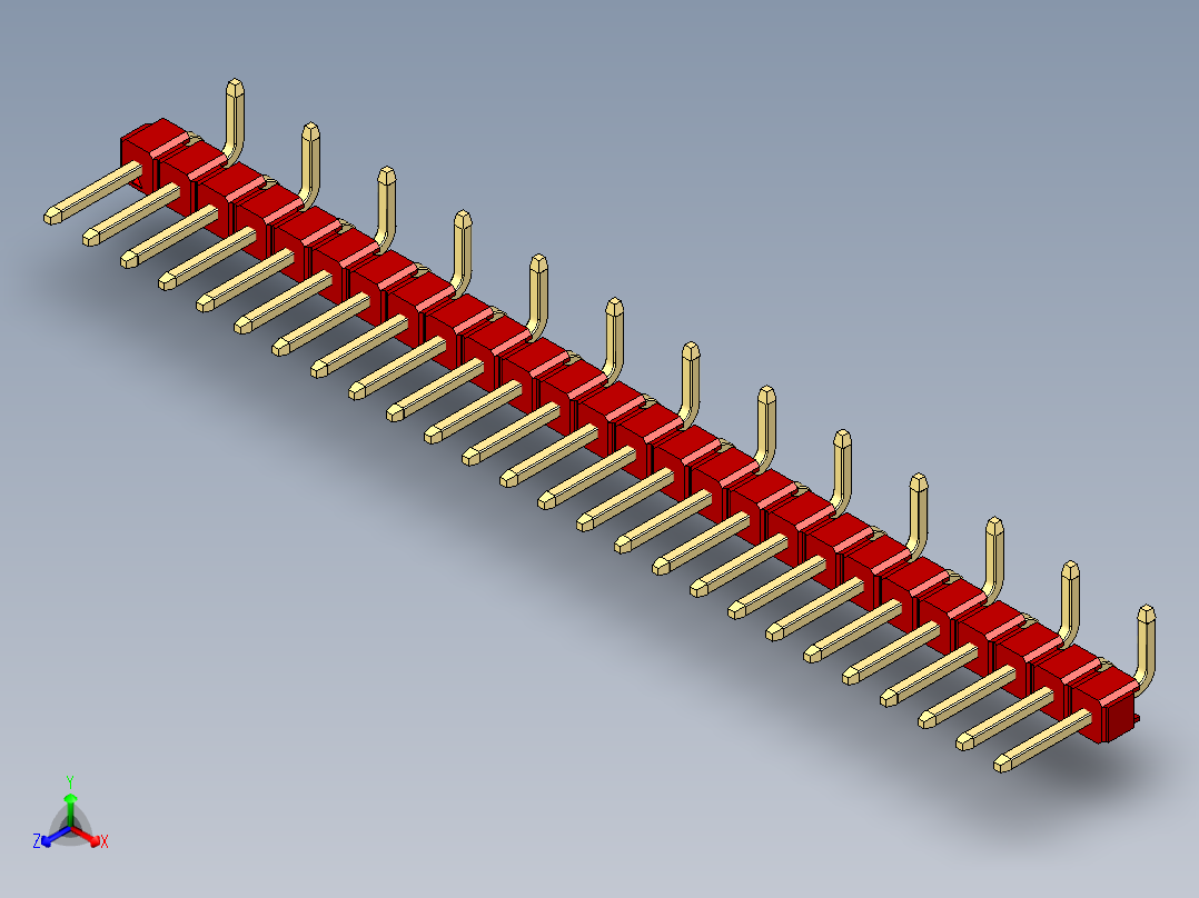 彩色公排针 100mil 2.54mm 系列-DS1022_red_26p_100mil_Type_SMT_R2_rev1.0主视图