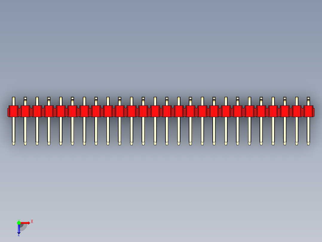 彩色公排针 100mil 2.54mm 系列-DS1022_red_26p_100mil_Type_SMT_R2_rev1.0俯视图