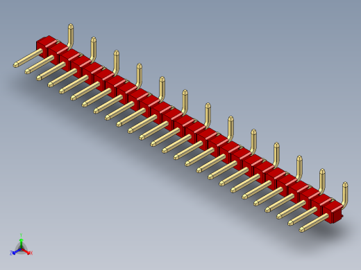 彩色公排针 100mil 2.54mm 系列-DS1022_red_26p_100mil_Type_SMT_R2_rev1.0正等轴测缩略图