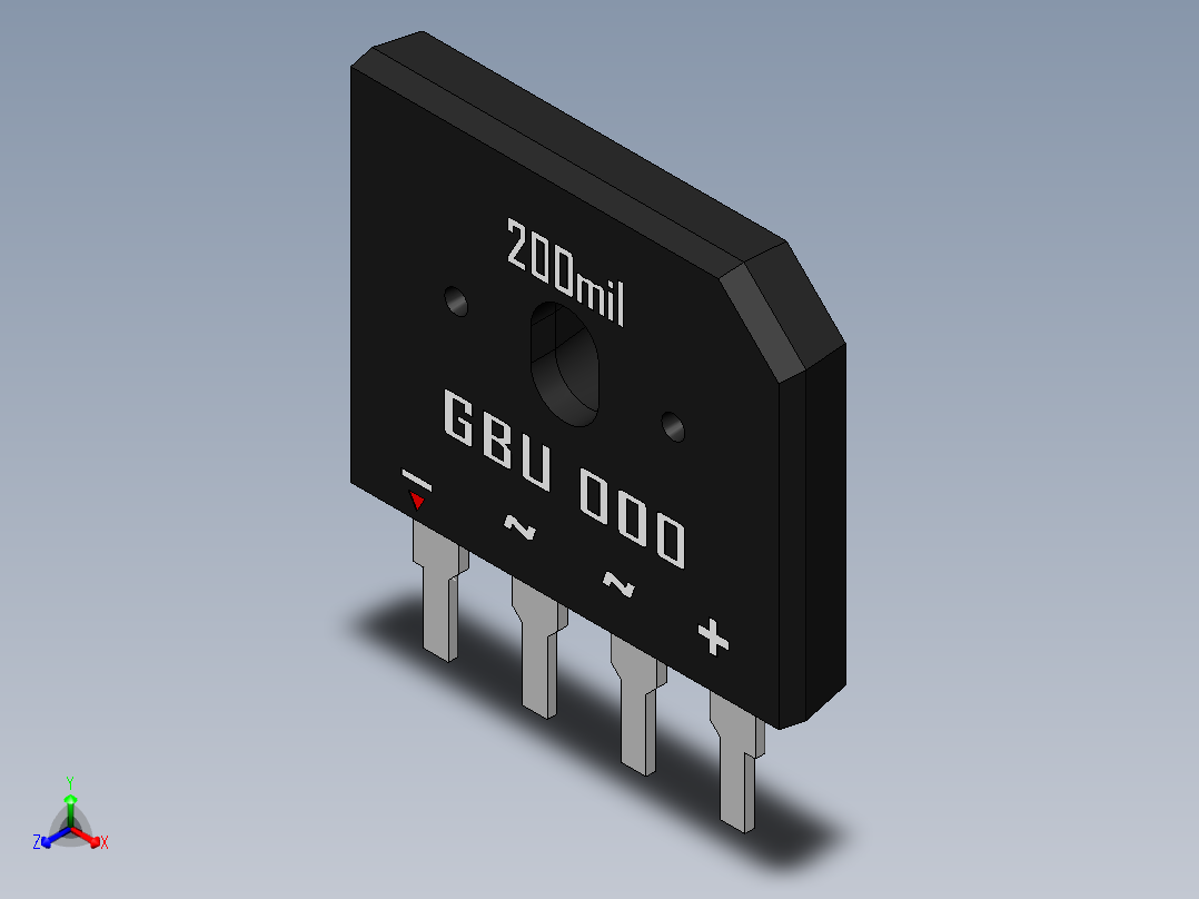 桥式整流器-GBU.SLDPRT正等轴测图