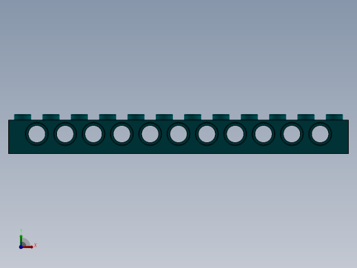 乐高机械组积木（横梁）-3895 Teal - Bright Bluish Green Technic Brick 1 x 12 with Holes前视缩略图