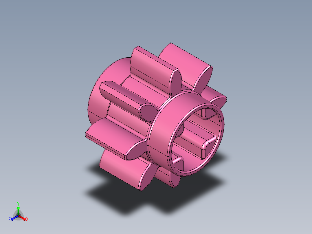 3647 Bright Purple Technic Gear 8 Tooth.STEP主视图