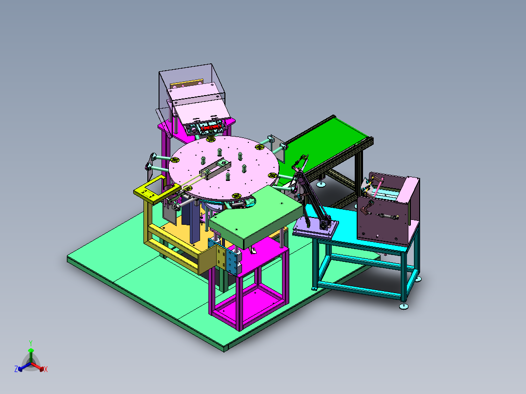 转盘式狗粮自动装袋包装机sw18可编辑正等轴测图