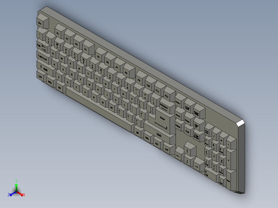 电脑键盘正等轴测图