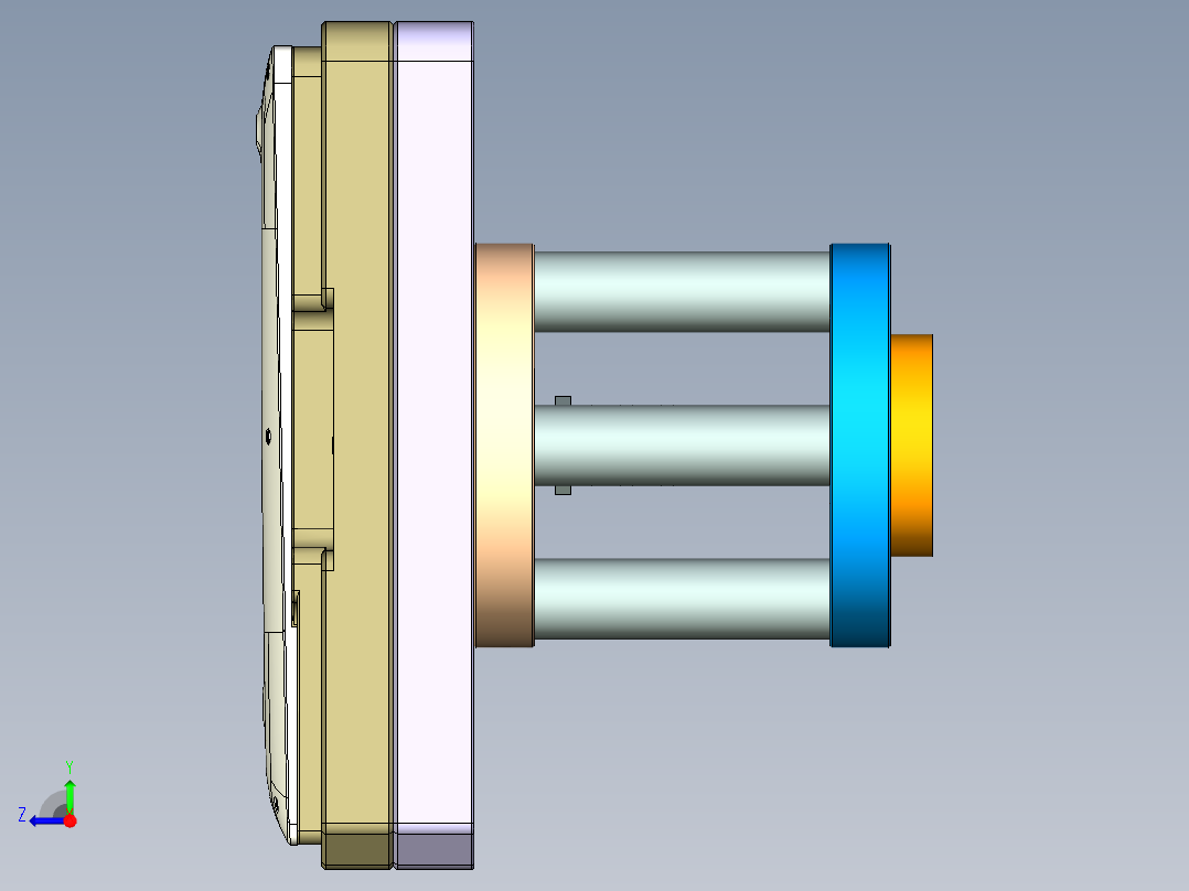 一款电脑D壳4.5轴铣斜螺丝孔工装治具模型右视图