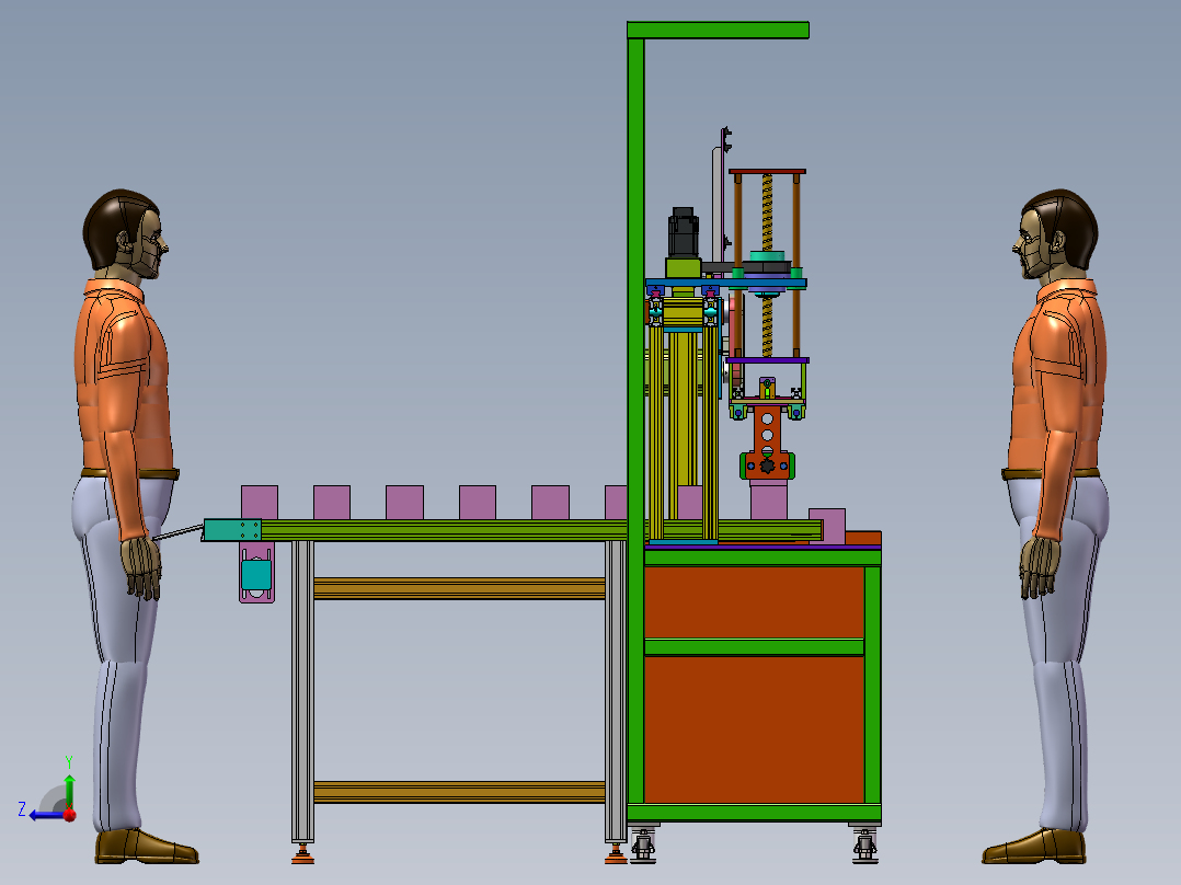 机械手自动移栽收料线右视图