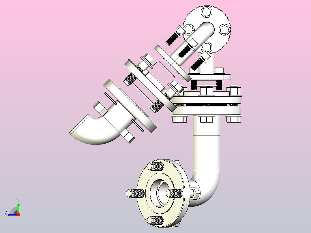 1英寸- 2英寸管道组件右视图