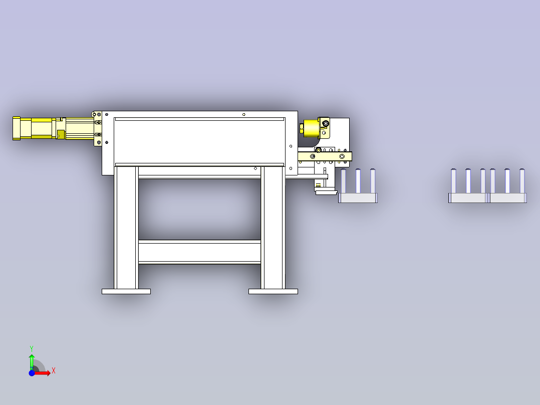 一种受限空间内的工件传送3D图纸前视图