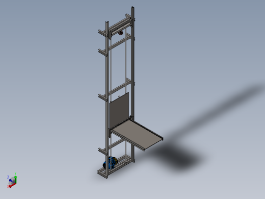 绞车式提升机3D图纸 Solidworks设计