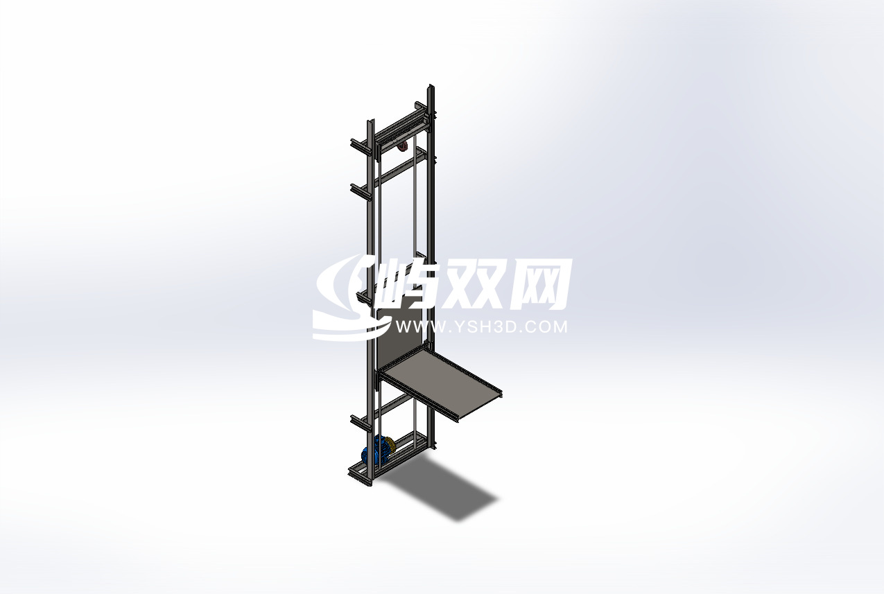 绞车式提升机3D图纸 Solidworks设计