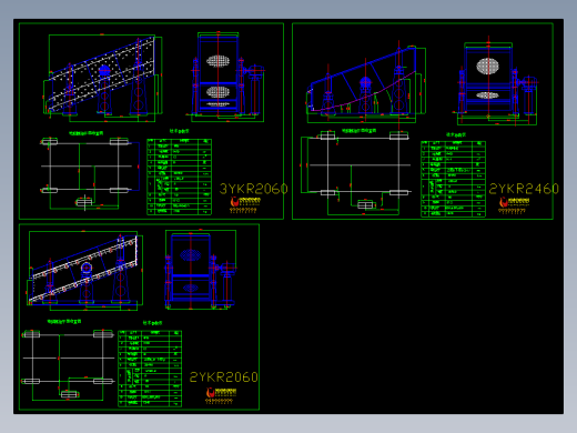 三种规格筛分机外部结构尺寸图