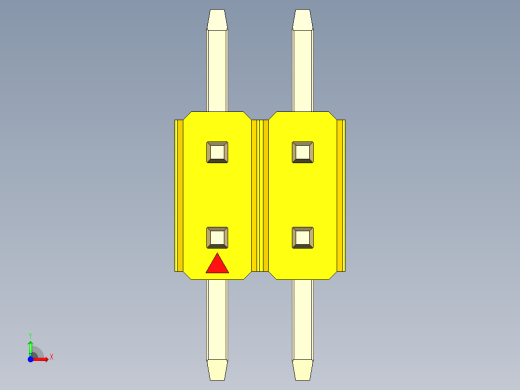 彩色公排针 100mil 2.54mm 系列-DS1022_yellow_04p_100mil_TypeSMT_rev1.0前视缩略图