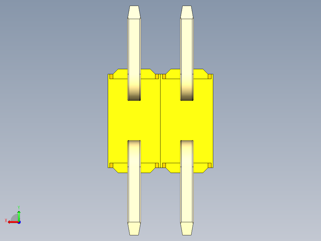 彩色公排针 100mil 2.54mm 系列-DS1022_yellow_04p_100mil_TypeSMT_rev1.0后视图