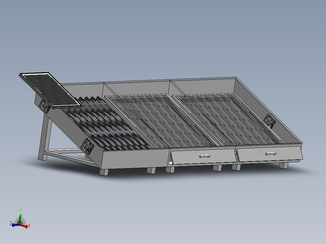 太阳能烘干机3D数模图纸 Solidworks设计 附STEP