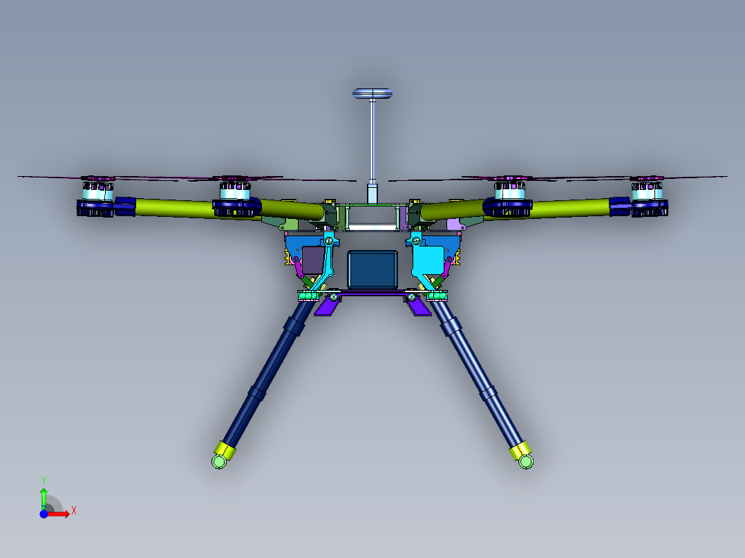 桨叶植保无人机六轴飞行器前视图