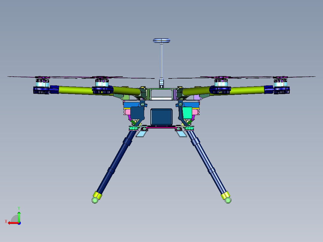 桨叶植保无人机六轴飞行器后视图