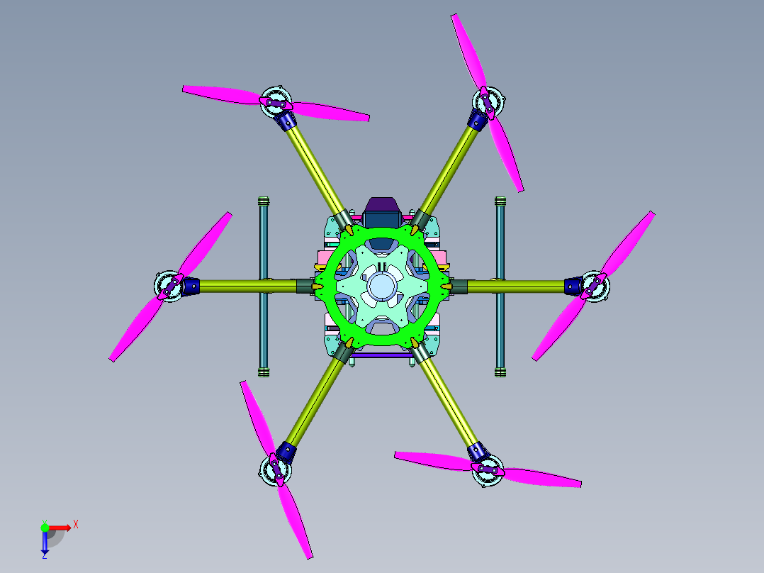 桨叶植保无人机六轴飞行器俯视图