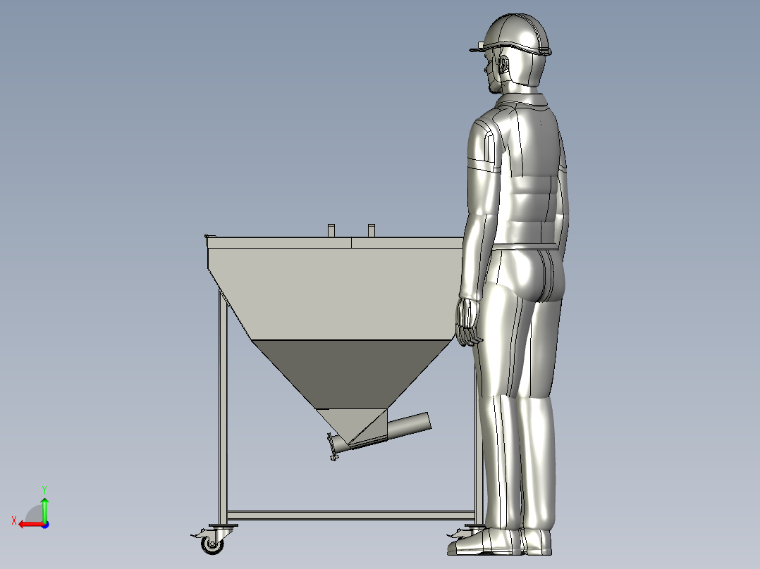 料斗小推车后视图