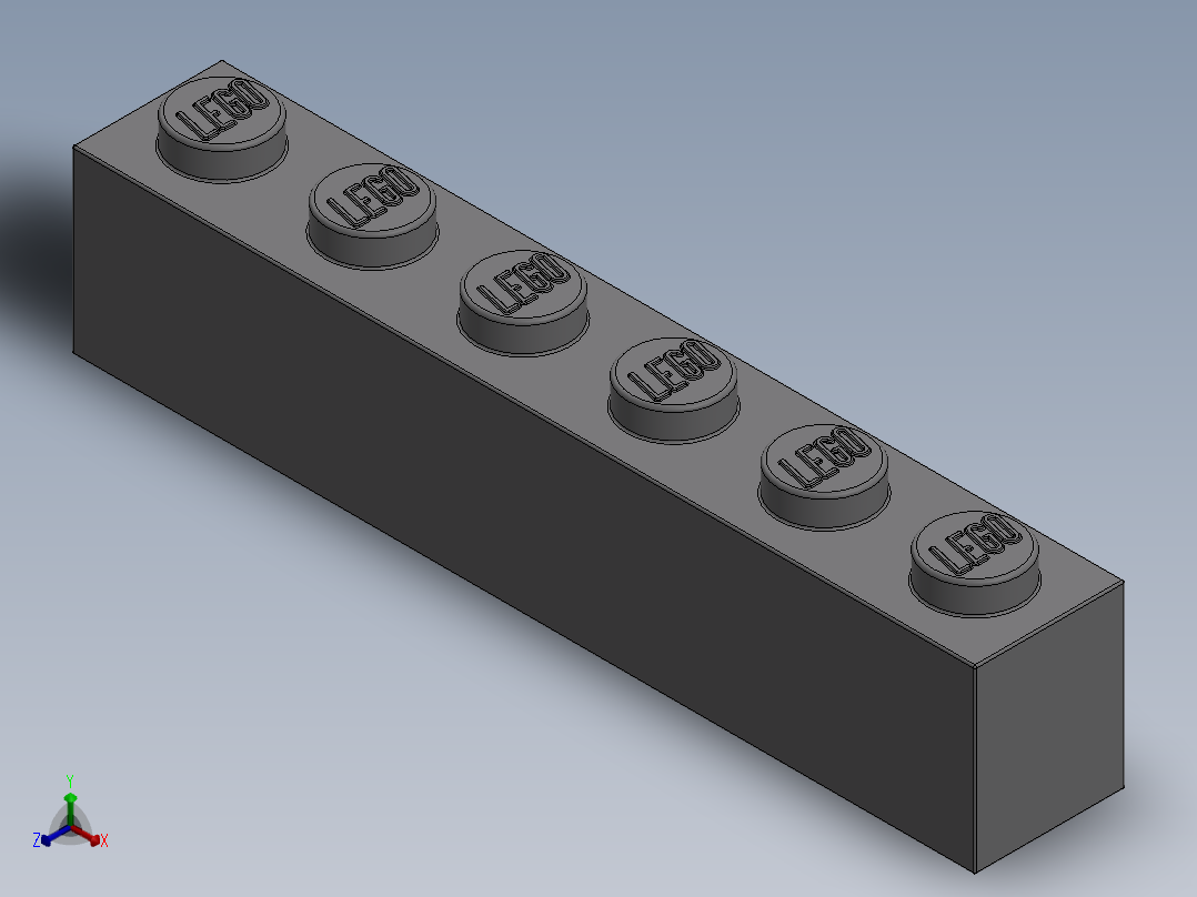 乐高套装 4421基本积木-4211393 - 3009 Medium Stone Grey Brick 1 x 6.SLDPRT正等轴测图