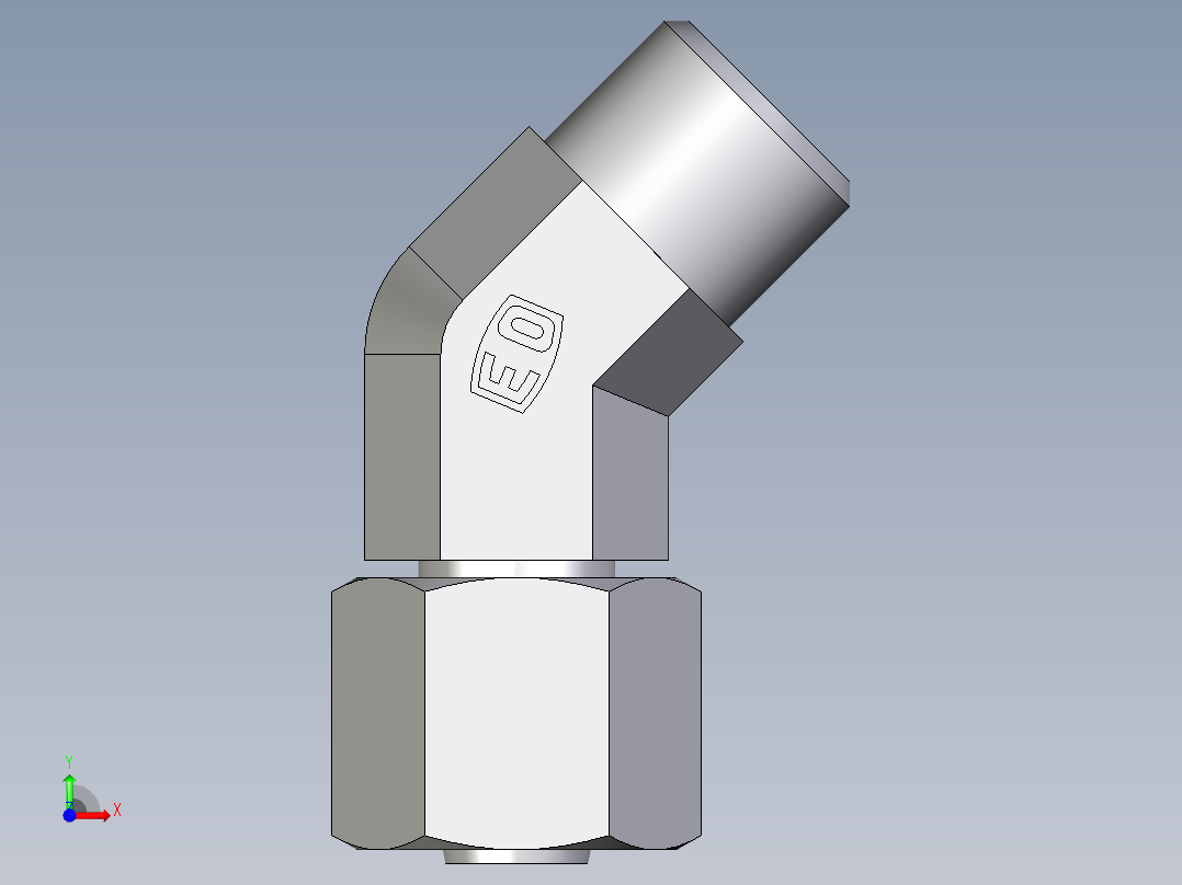 卡套式工业通用硬管接头EO_Swivel_nut_45_deg_elbow_EV08LOMDCF前视图