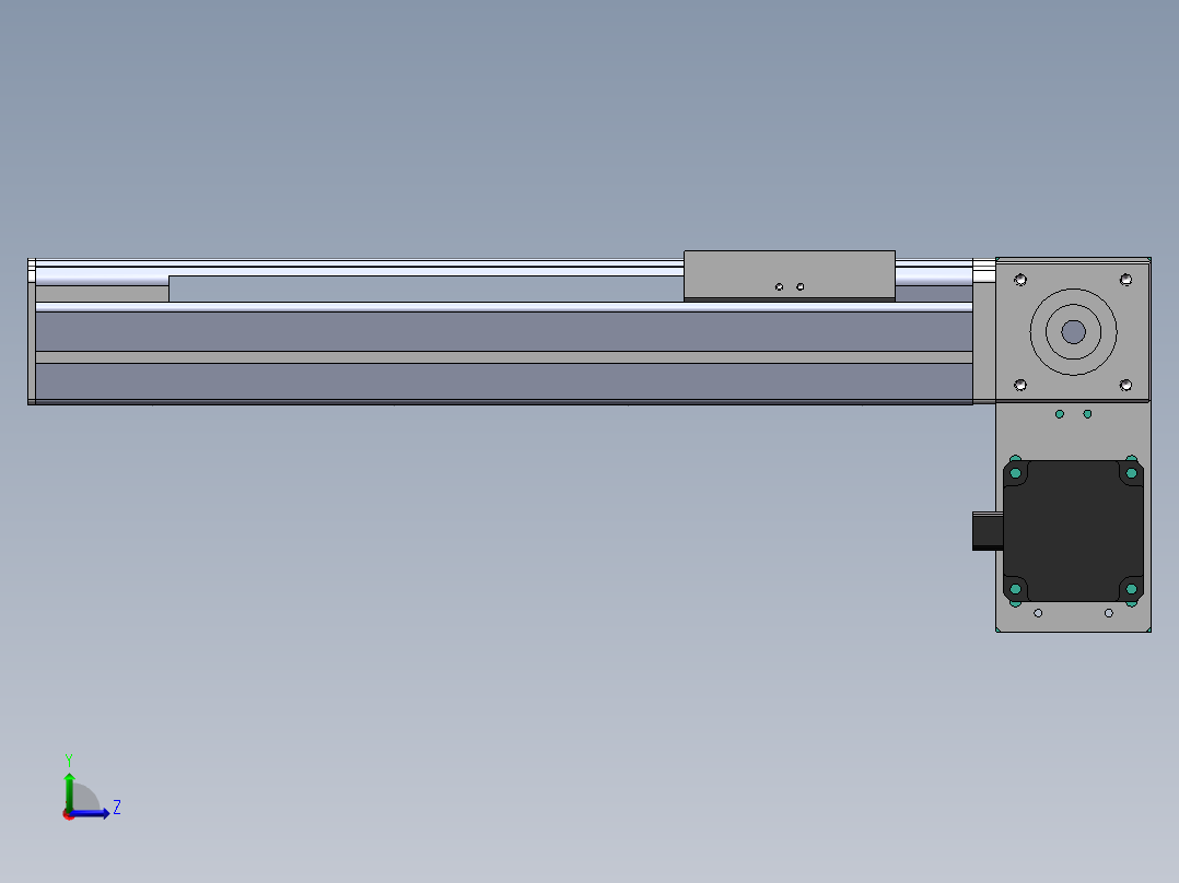 电动滑台模组STM100右下折模型左视图