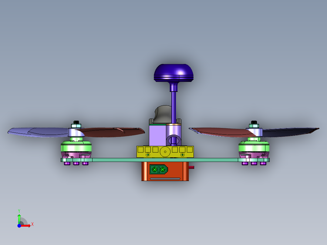 竞速四轴方形无人机前视图