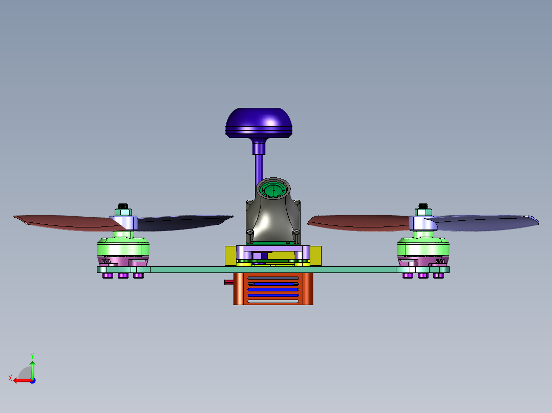 竞速四轴方形无人机后视图