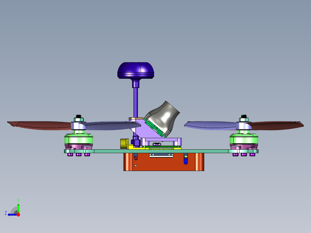竞速四轴方形无人机右视图