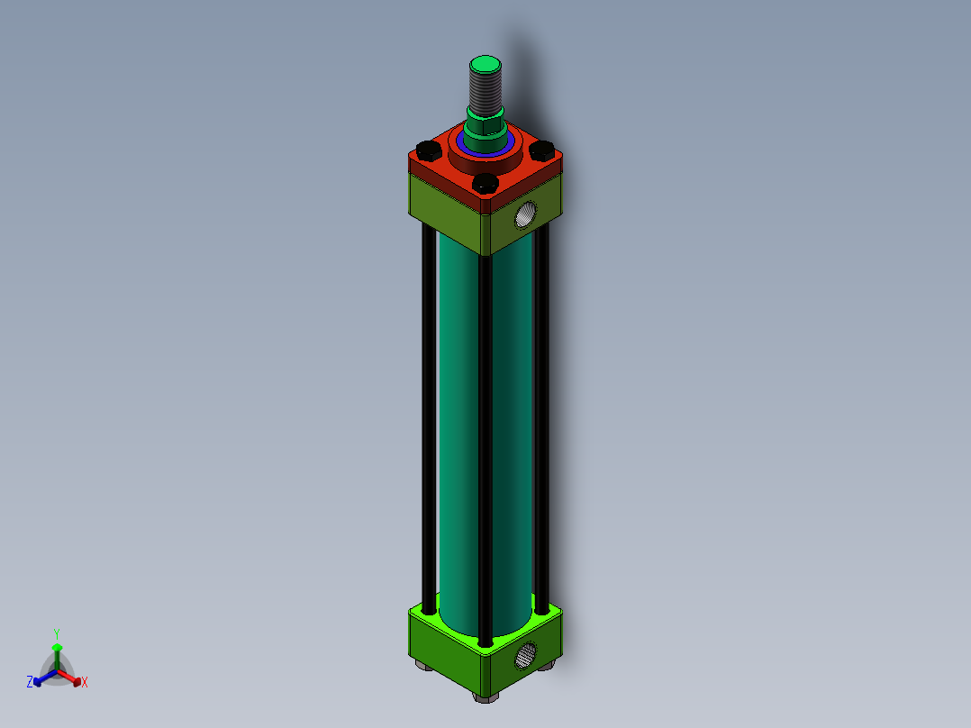 拉杆式液压缸正等轴测图