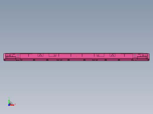 长条铝制工件铣内腔钻孔结构编程模型前视缩略图