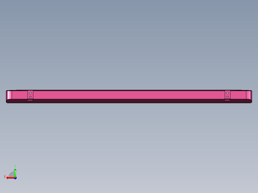 长条铝制工件铣内腔钻孔结构编程模型后视图