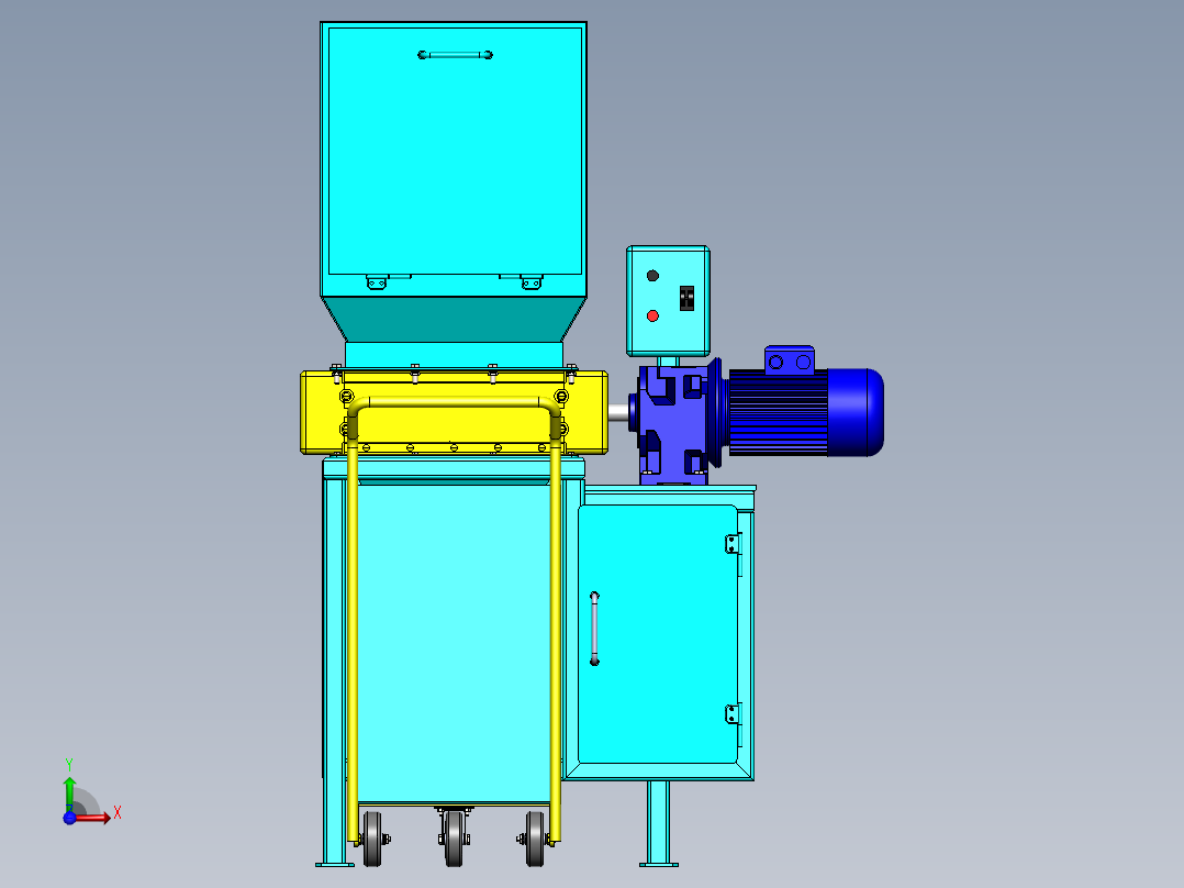 破碎机、工业撕碎机前视图