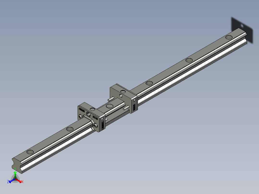 右臂导轨滑块HGH15R-400正等轴测图