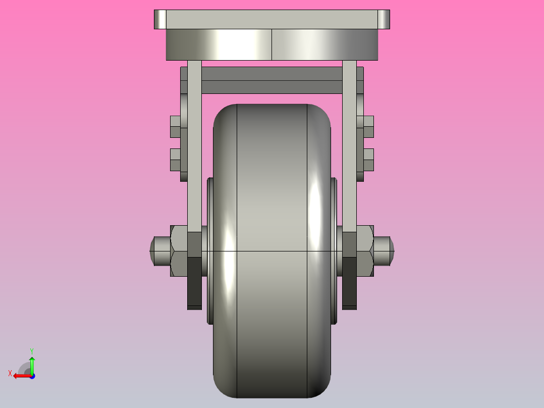 5寸重型高品质尼龙平底平刹脚轮[5寸重型高品质尼龙平底平刹脚轮-125]后视图
