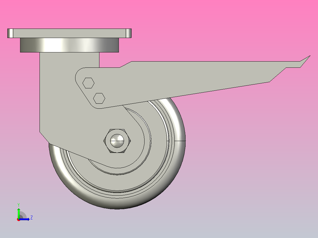 5寸重型高品质尼龙平底平刹脚轮[5寸重型高品质尼龙平底平刹脚轮-125]左视图