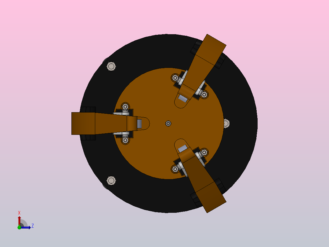 三指机械夹爪主视图