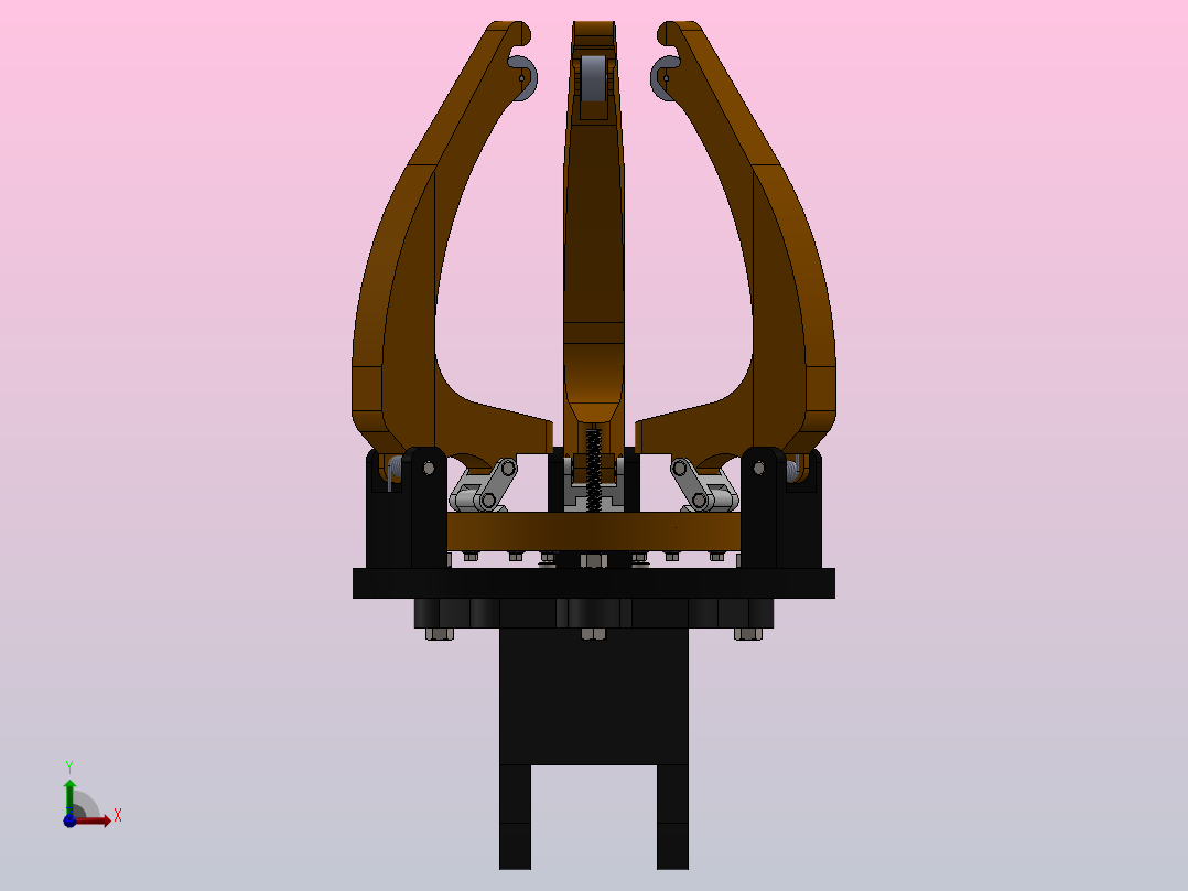 三指机械夹爪前视图