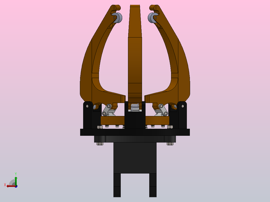 三指机械夹爪后视图