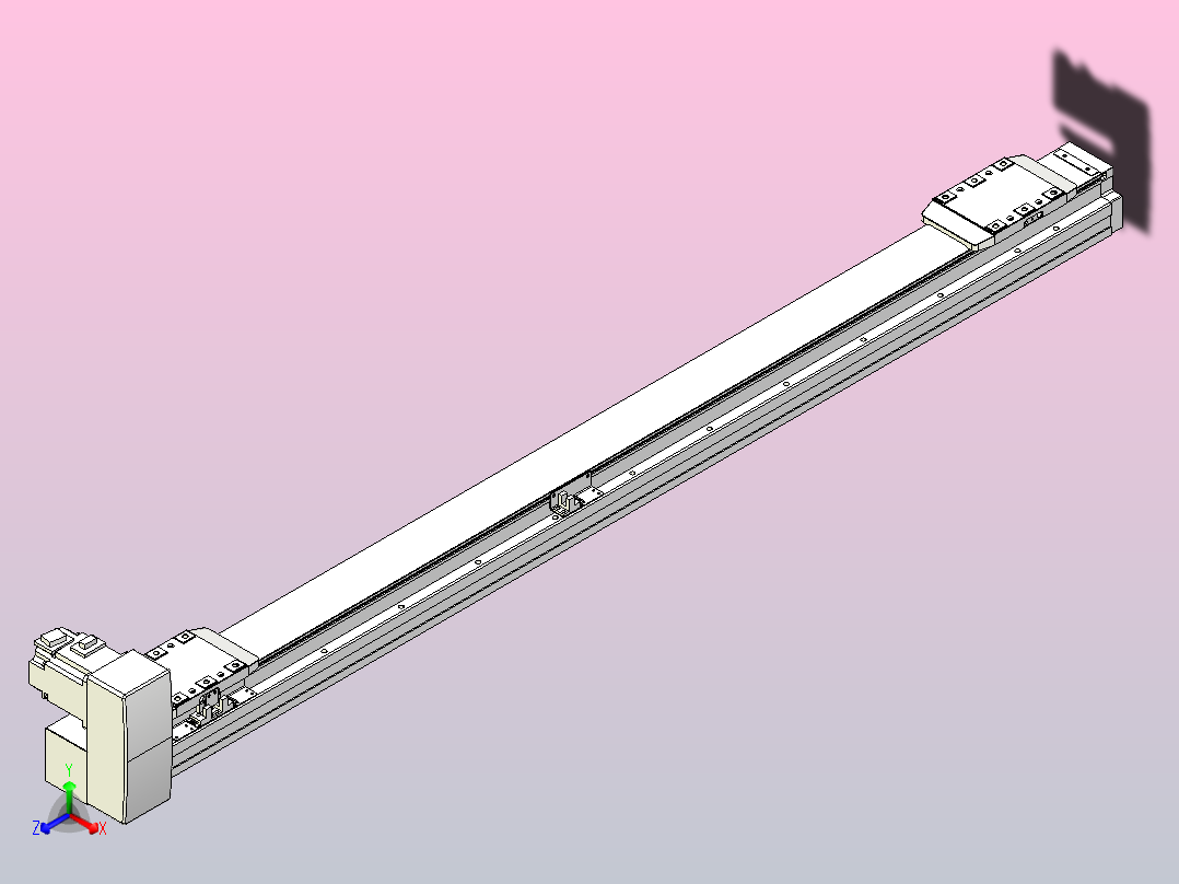 皮带直线轴双滑块型TPA-GCBS-80-P60-L450-RU-M20-N3正等轴测图