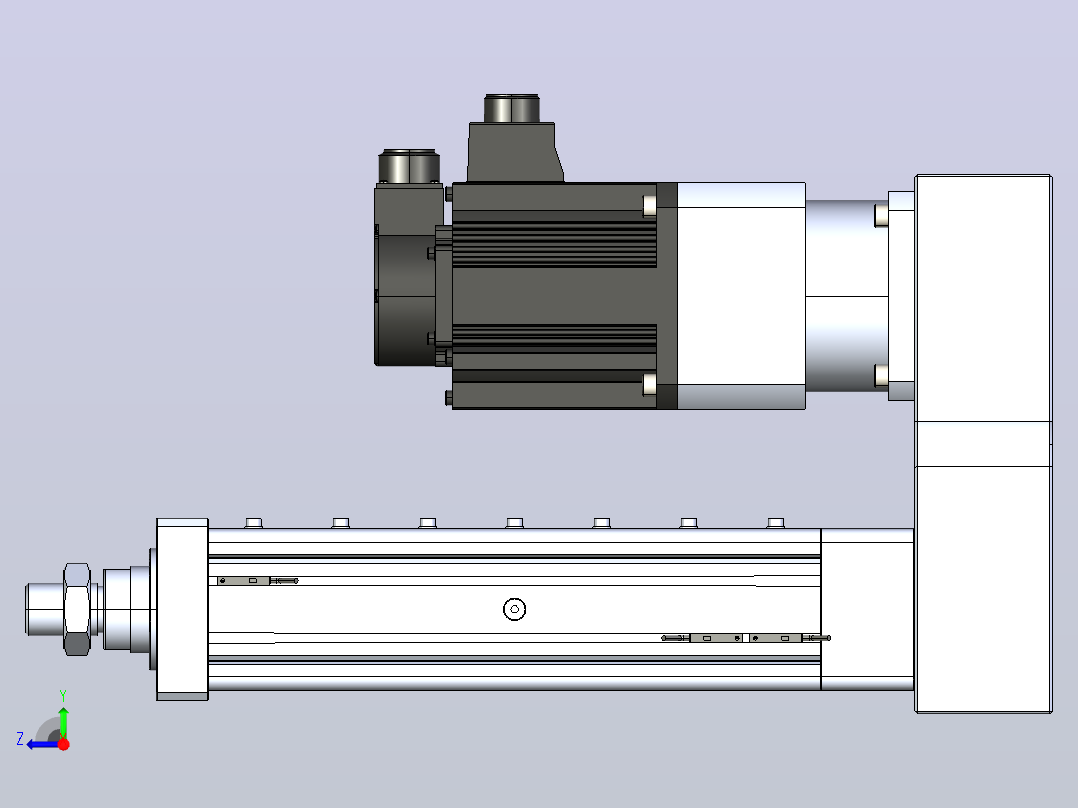 MTA80-200-P10-FF-P-K□-P1500（2000）W-S3 MTA80电动缸 最大负载35KN 额定负载30KN 1500(2000)W电机间接安装 配减速机右视图