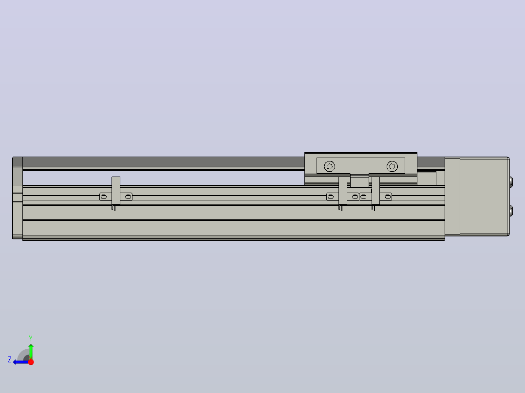 SYS12-BL-150-200W滚珠花健、支撑座、滚珠丝杠、交叉导轨、直线模组.STEP右视图