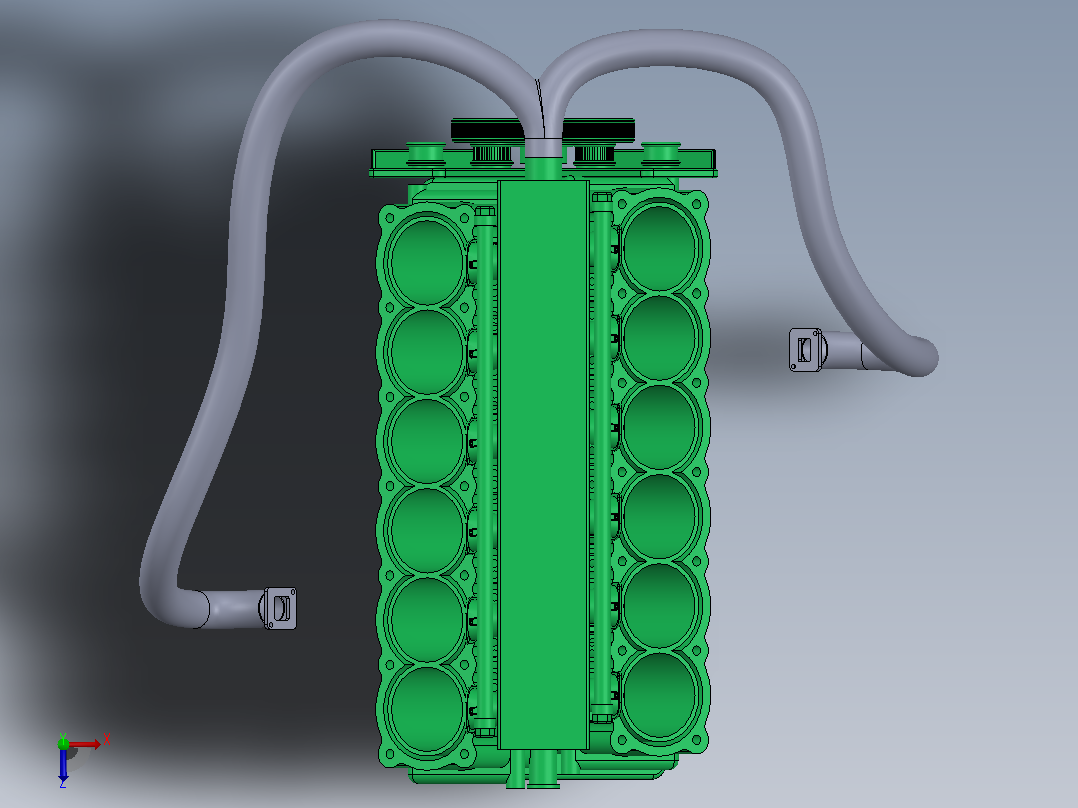 V12 发动机设计俯视图