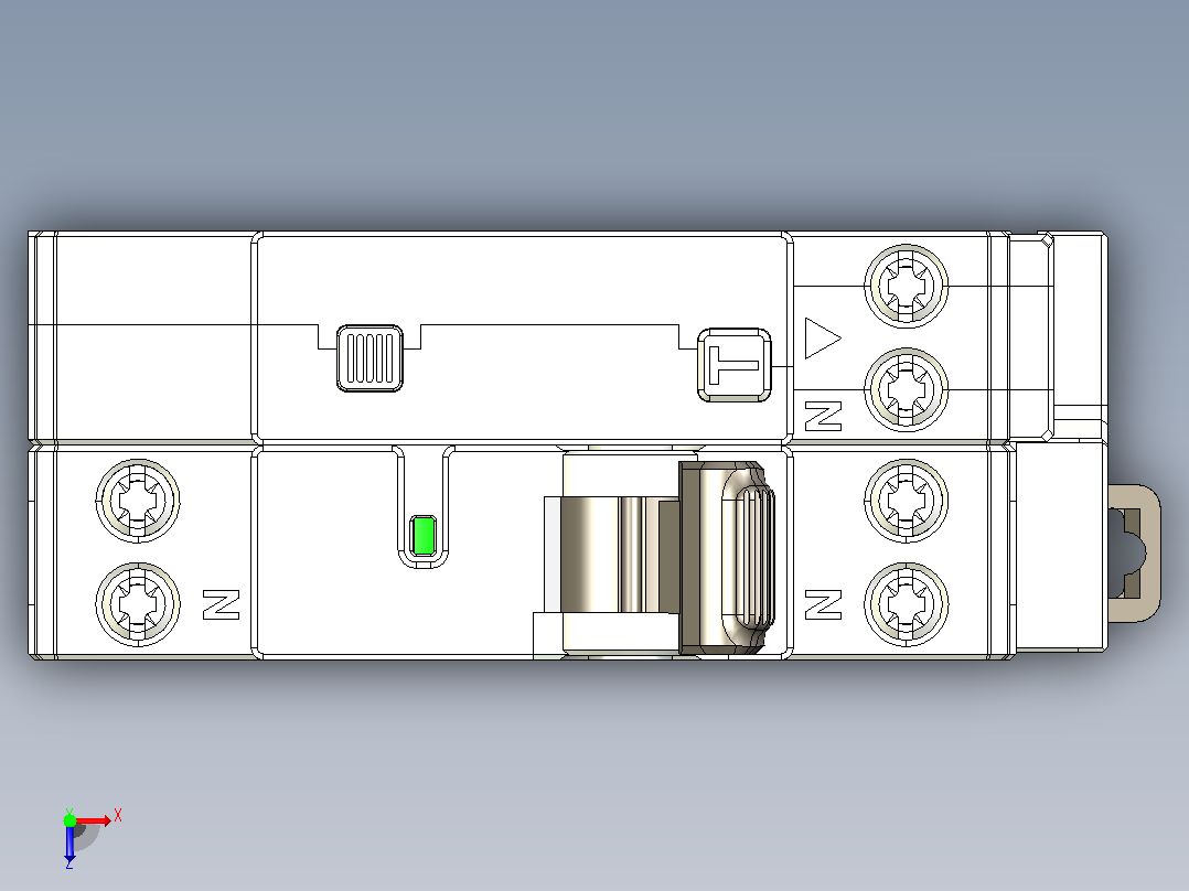 NB5LE-40S&amp;1P&amp;N剩余电流动作断路器三维模型图202404俯视图