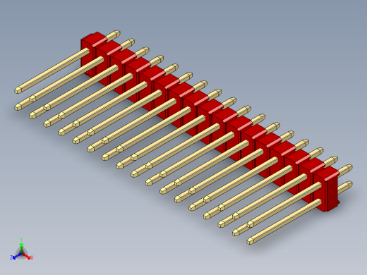 彩色公头100mil（2.54mm）系列-DS1021_red_2x17p_100mil_Type5_rev1.0正等轴测缩略图