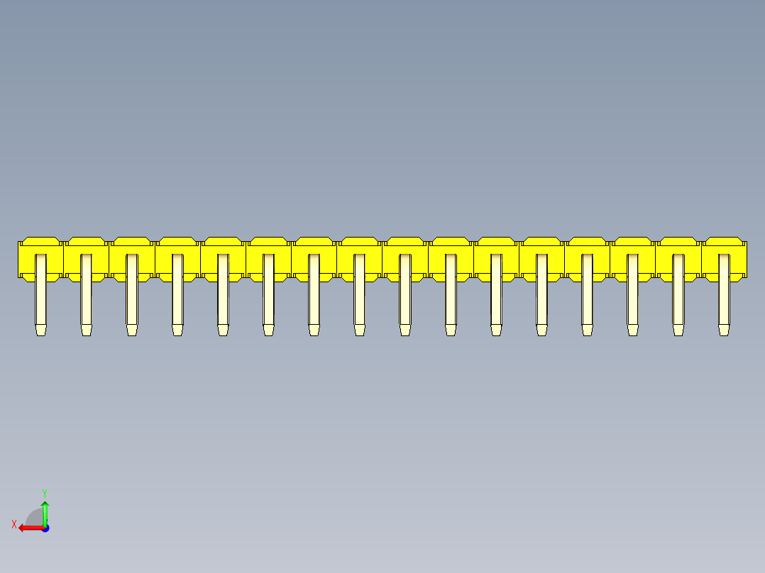 彩色公排针 100mil 2.54mm 系列-DS1022_yellow_1x16p_100mil_TypeD_rev1.0后视图