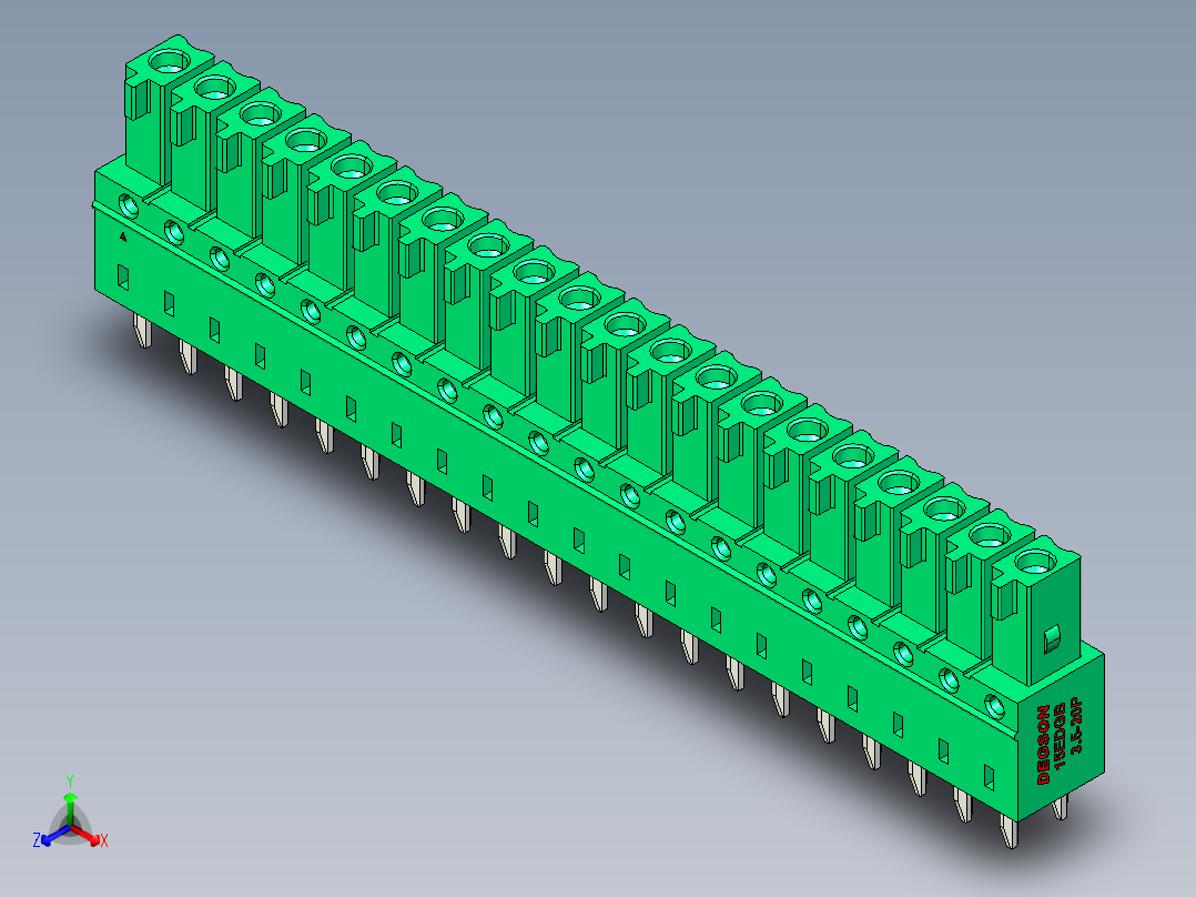 DEGSON 15EDG 系列 3.5mm 插拔式接线端子 FullPack-15EDGB-3.5-20P-14-00AH主视图