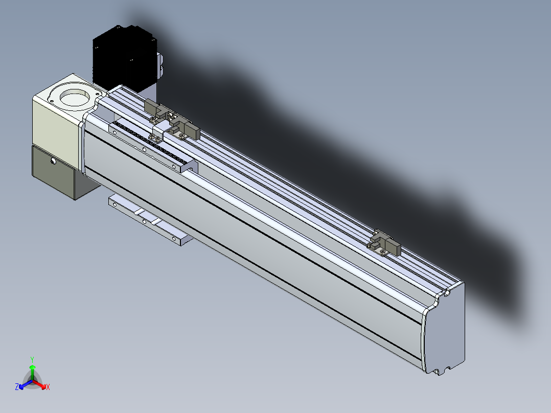 同步带滑台-半封闭B10H-L45-S300-LD-P40-D3正等轴测图