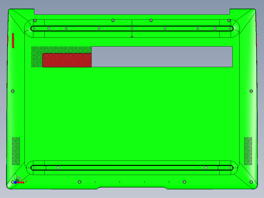 冲压笔记本D壳铣缺口程序模型前视图